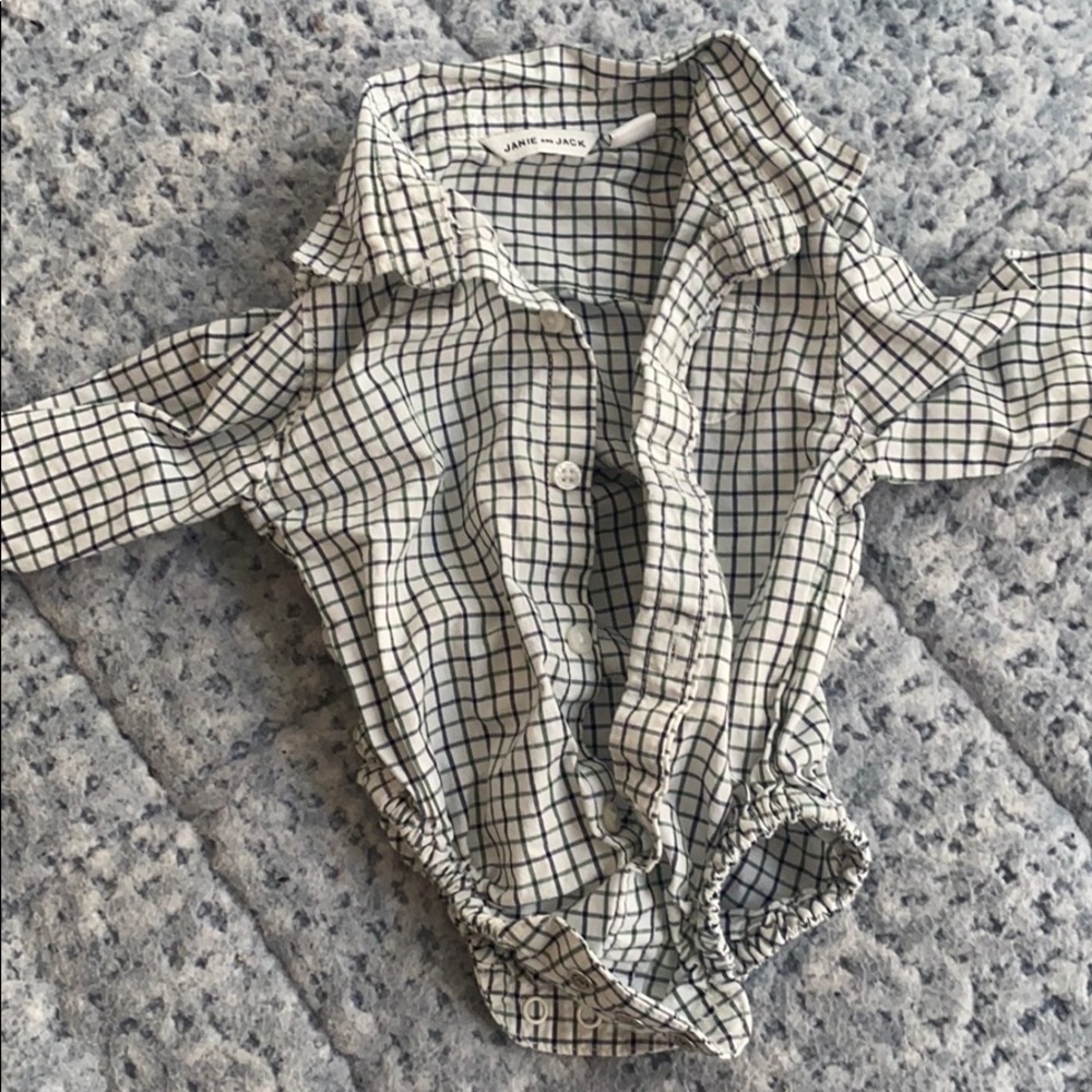 Janie and Jack Woven Check Bodysuit
